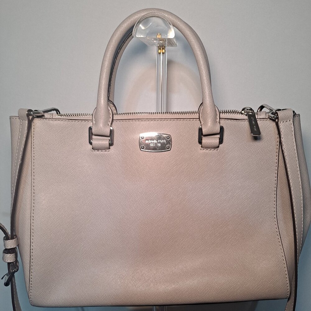 Michael Kors  Leather Gray Satchel Handbag Purse Saffiano Leather Handbag